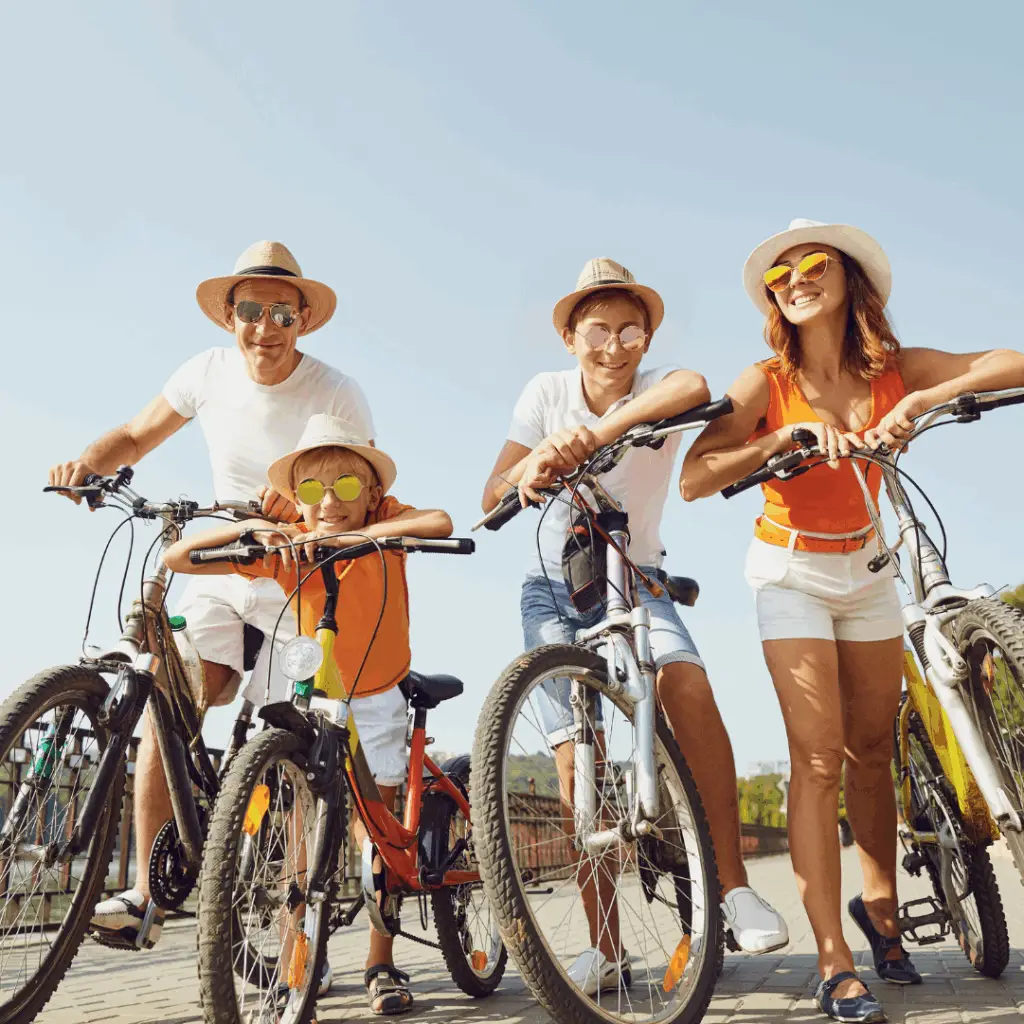 Family riding a bike